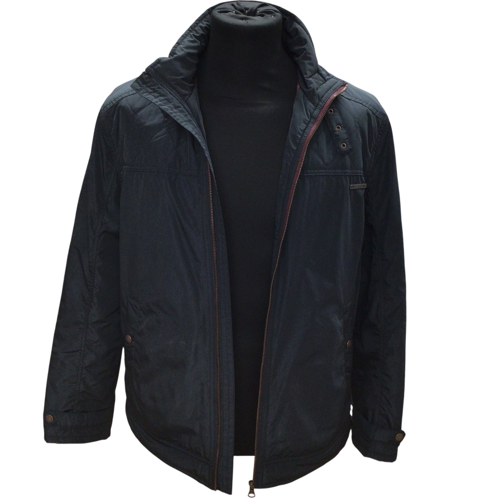 John Rocha Blue Quilted Jacket Size M with Buckle Collar and Zip Closure