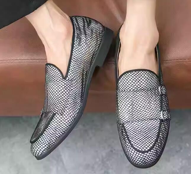 Men Dress Shoes Mens Faux Leather Flats Buckle Strap Loafers Driving Shoes size
