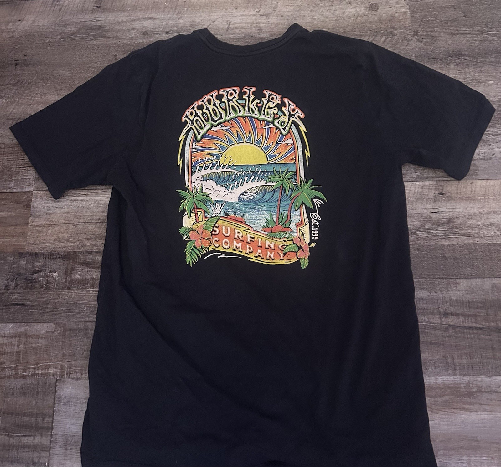 Hurley Everyday Tee Men’s Black Cotton Crew Neck Graphic Logo Surf T-Shirt M
