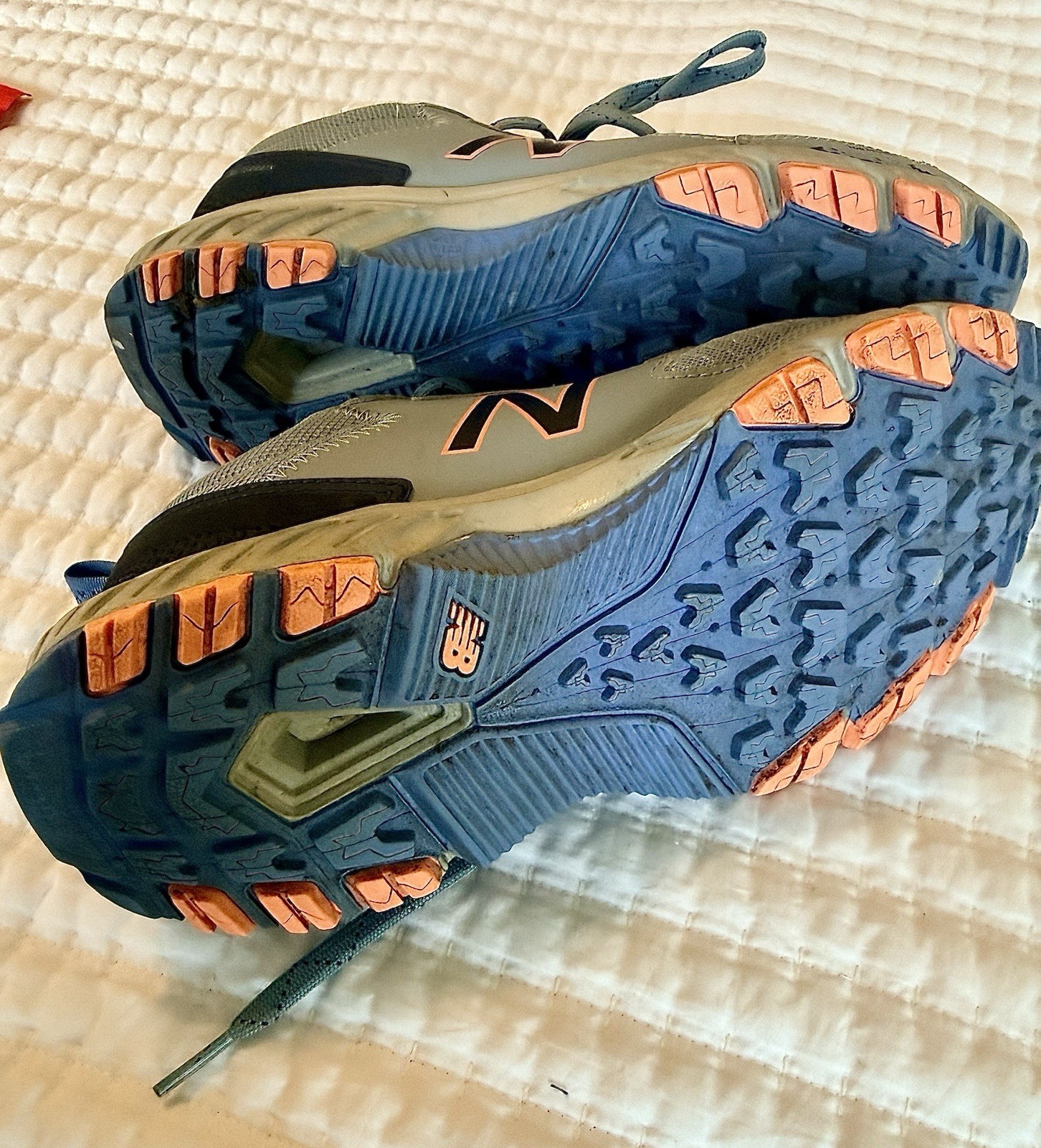 New Balance Trail Running Shoes Gray Blue Peach Comfort Breathable Toe Protect