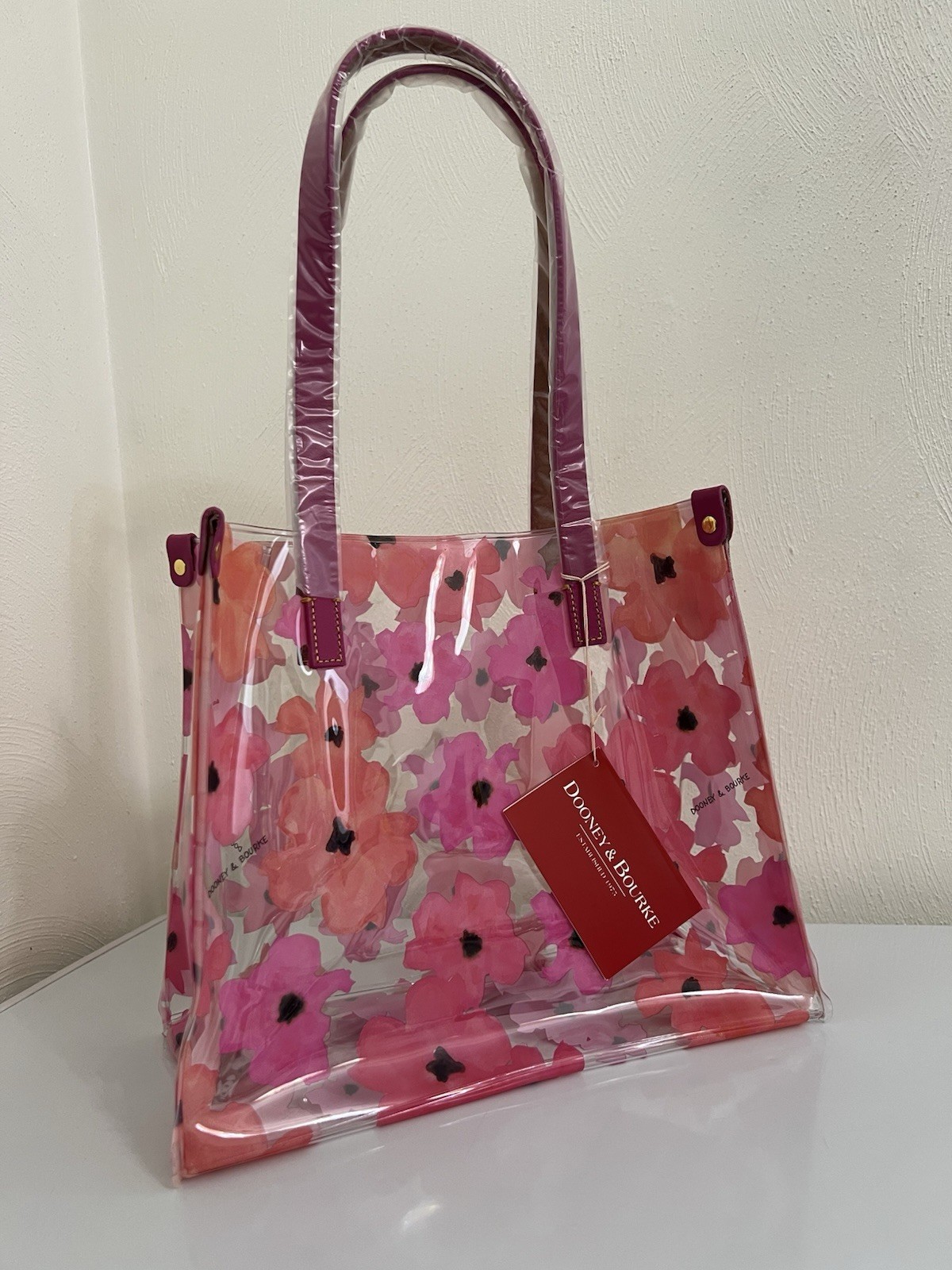 DOONEY & BOURKE MEDIUM SHOPPER TOTE HANDBAG PVC CLEAR Transparent Bloom Floral