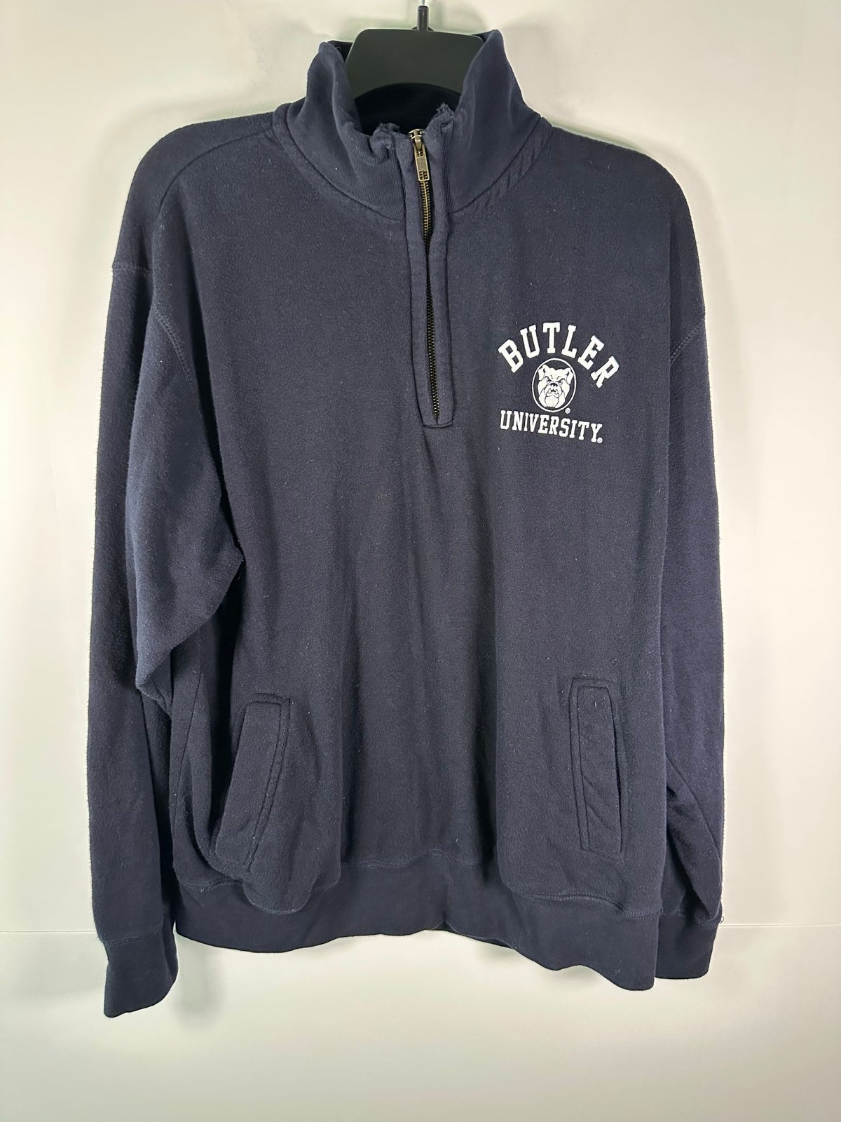 MV Sport Sweatshirt Mens L Butler University Navy Quarter Zip Pullover Fleece
