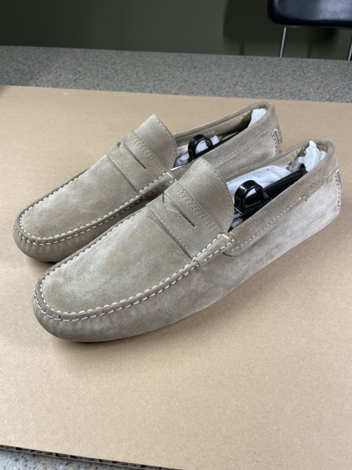 Ecco Men’s Tan Suede Dynamic 2.0 Driver Moccasin Loafers EU45