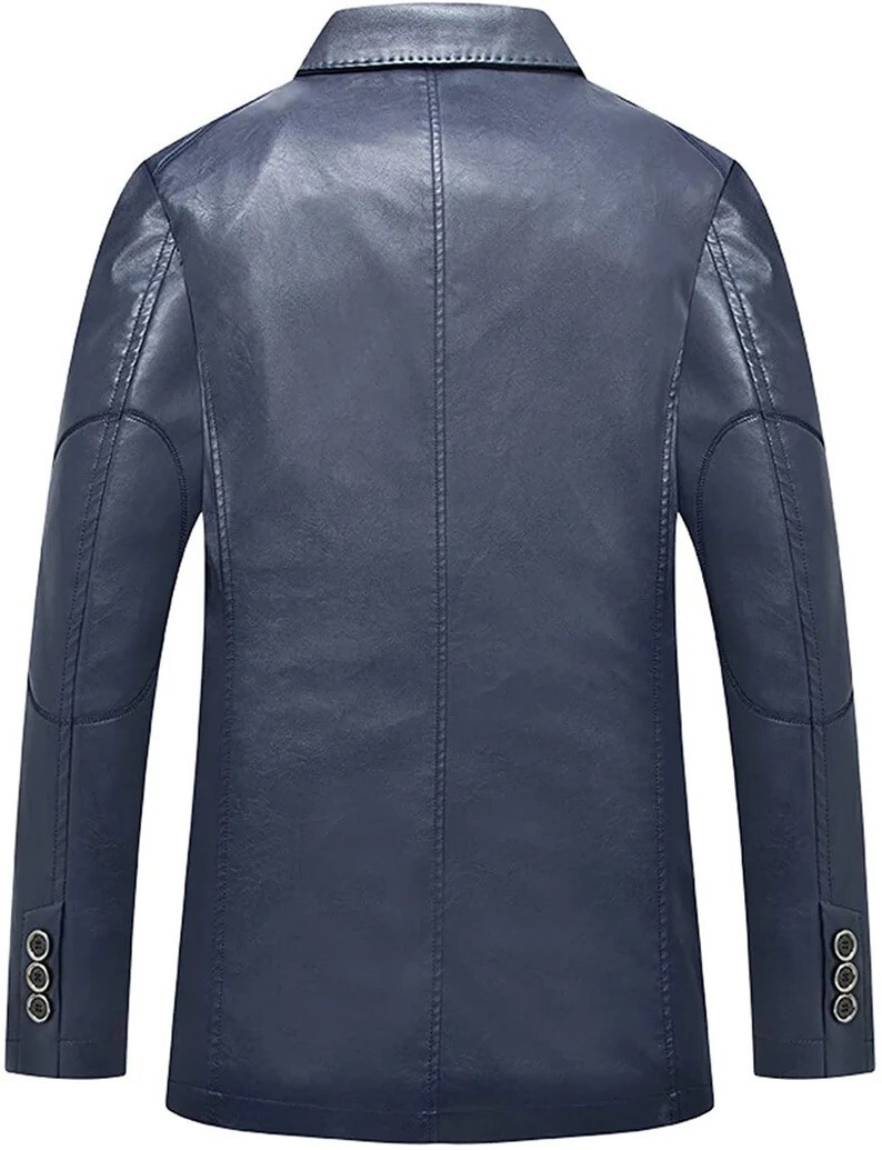 Handmade Men Leather Blazer Slim Fit Two Button Stylish Leather Blazer MB14a