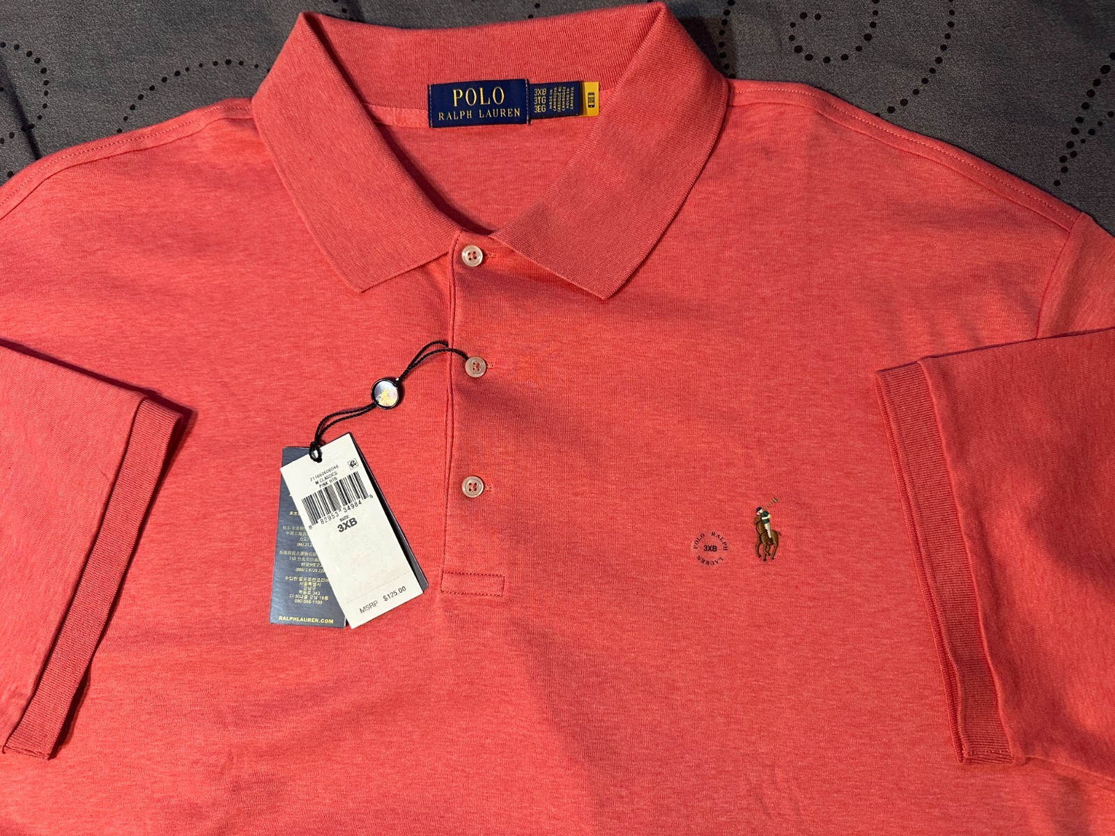RALPH LAUREN CLASSIC FIT HEATHER PINK POLO SHIRT SIZE 3XB MEN NWT $125.00