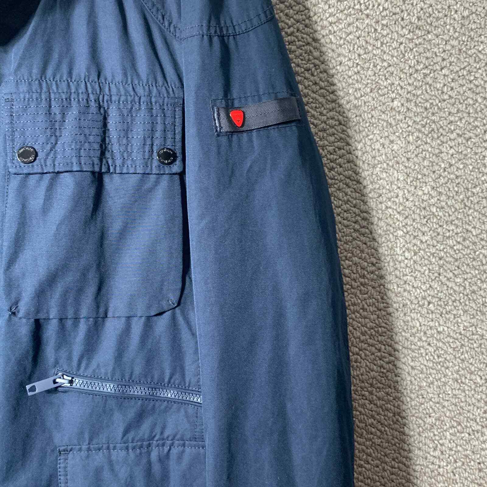 Strellson Mens Jacket Size 56 Blue Master-W Snap Full Zip Hooded Pockets Outdoor