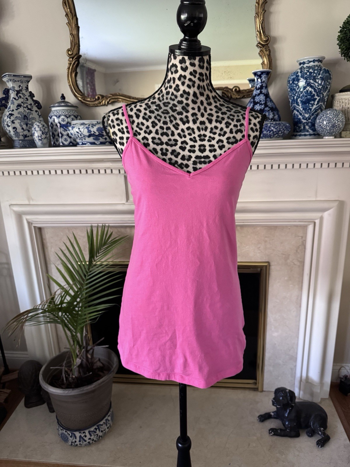 Old Navy Cami Women’s Pink Tank Top L 100% Cotton V-neck Y2K Classic Festival