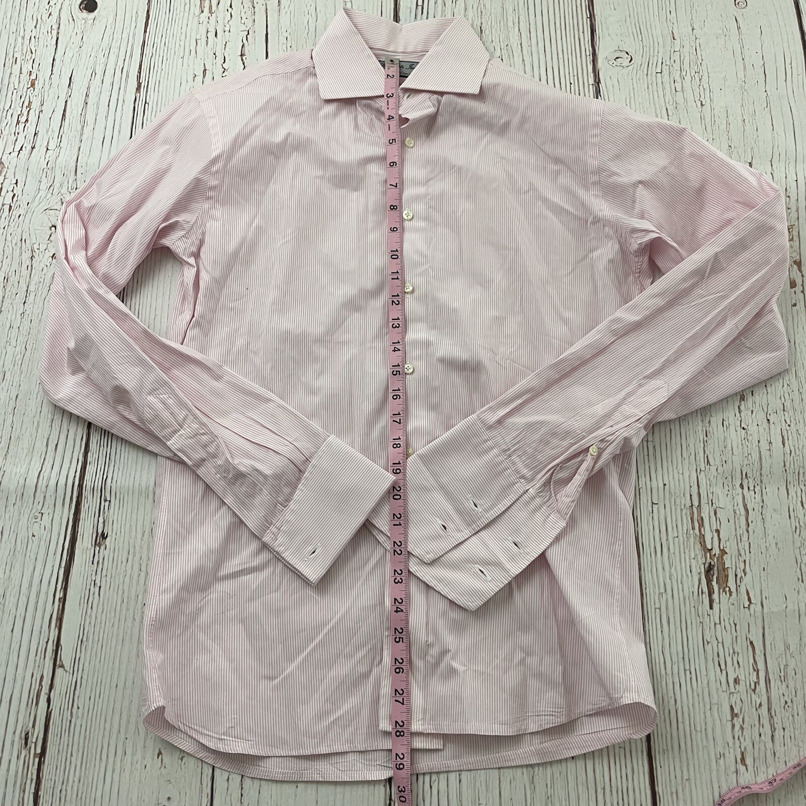 Corporate Image Tom James Long Sleeve Striped Button Shirt Men’s L Pink French
