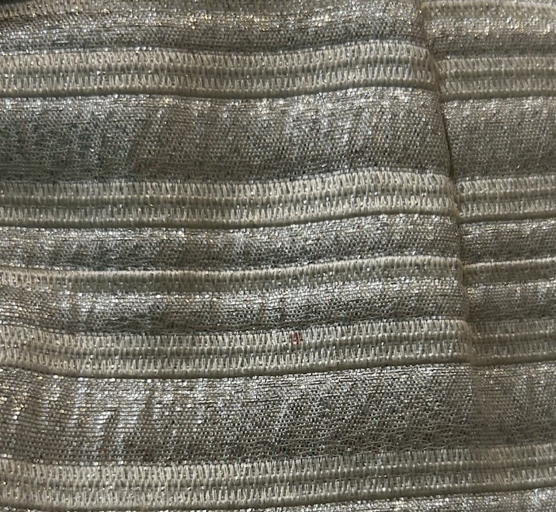 1960s Silver Metallic Stripe Rhinestone Button Dress Jacket Set Deadstock Sz M