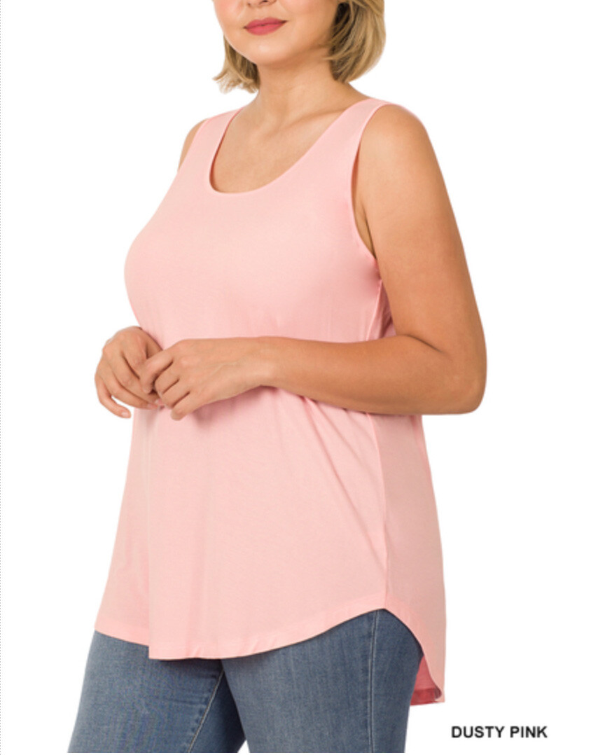 ZENANA 8507 PLUS Real Modal Sleeveless Tank Top Round Hem