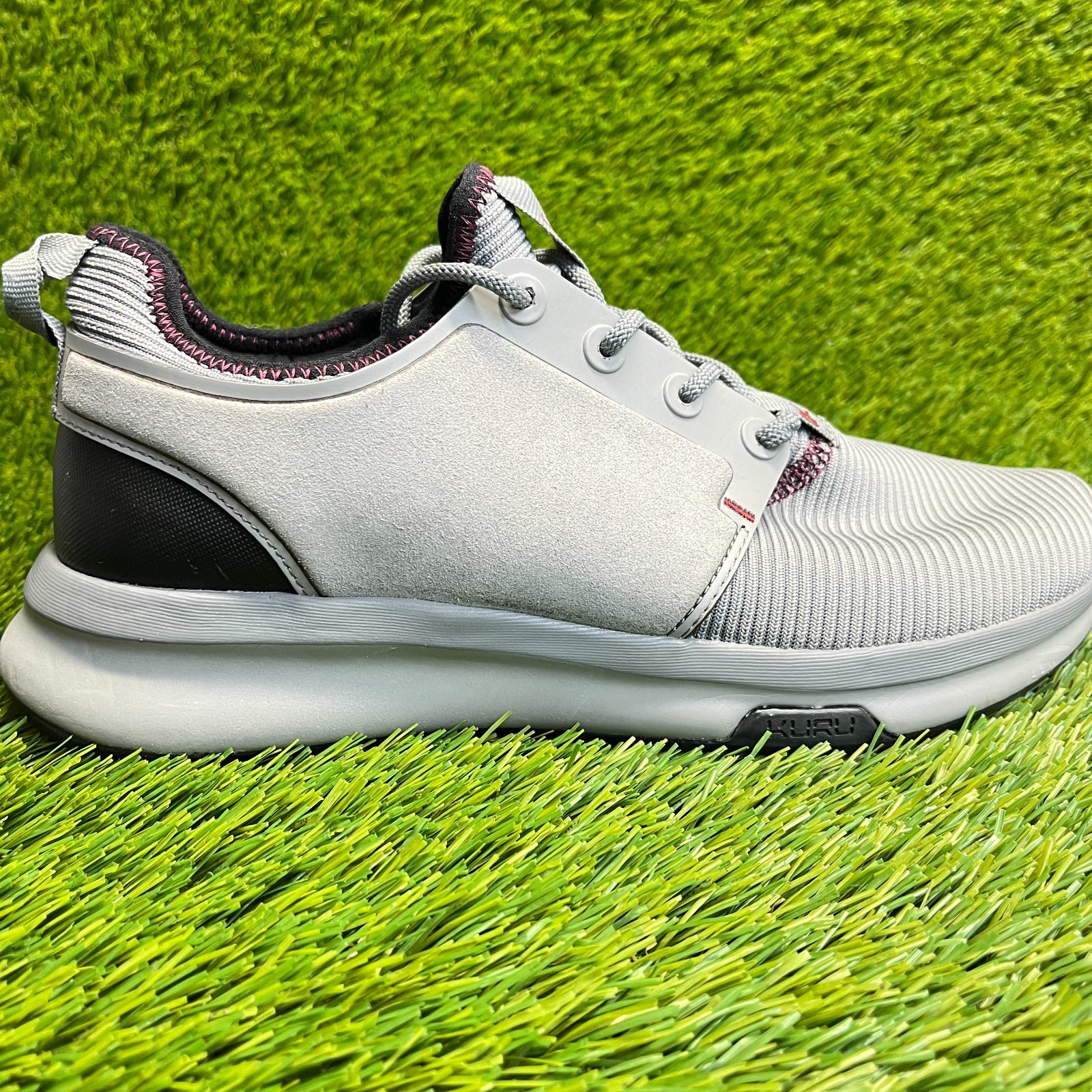 Kuru Atom Mens Size 7.5 Gray Black Red Athletic Running Walking Shoes Sneakers