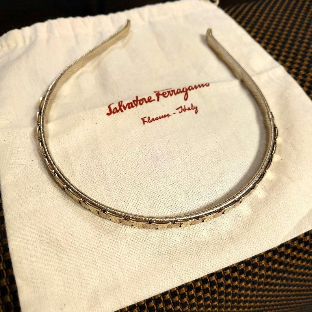 Ferragamo Salvatore Hair Band Gold Tone 37cm Inner 0.8cm Width No Box