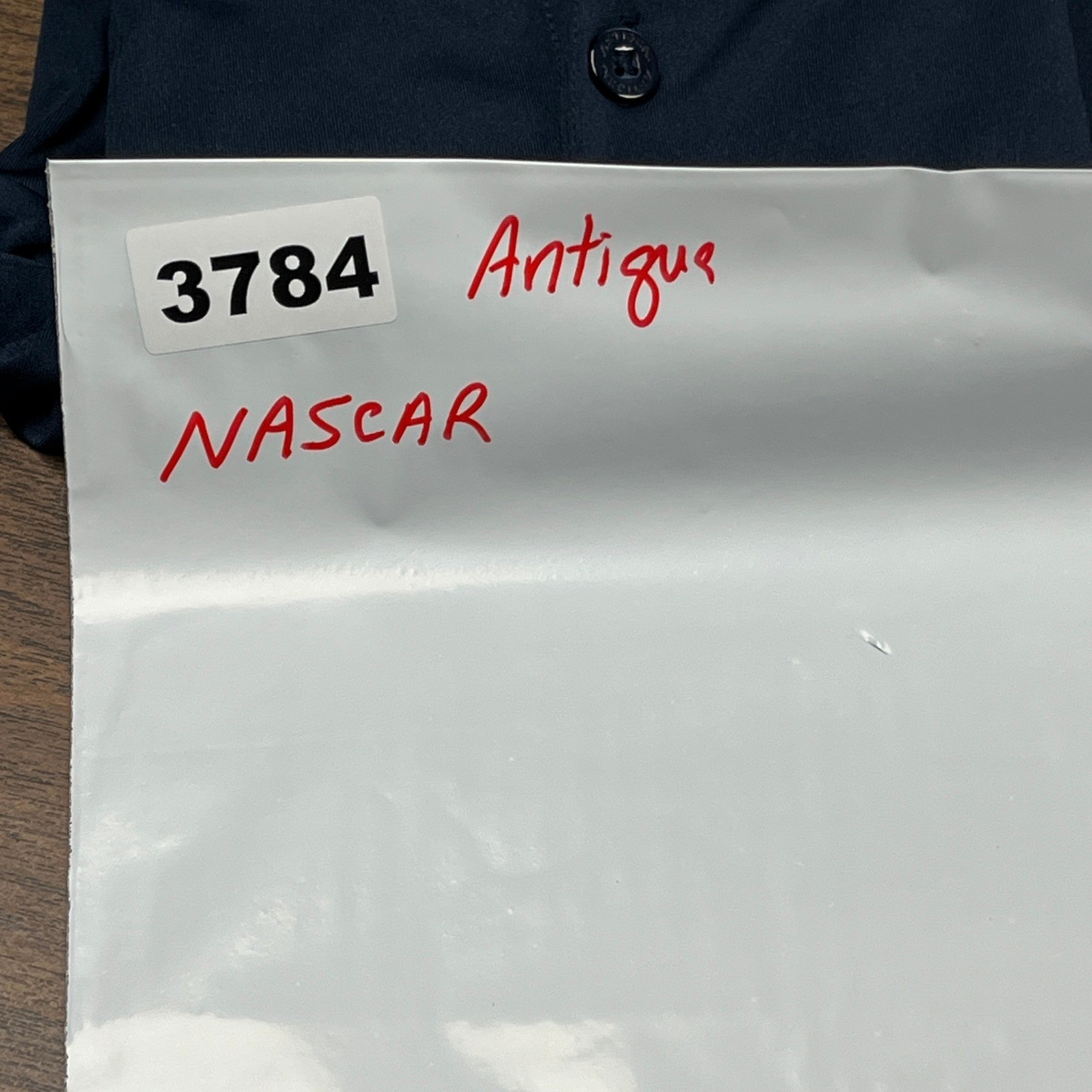 Antigua Polo Shirt Men Medium Navy Blue 3 Button Placket Performance NASCAR