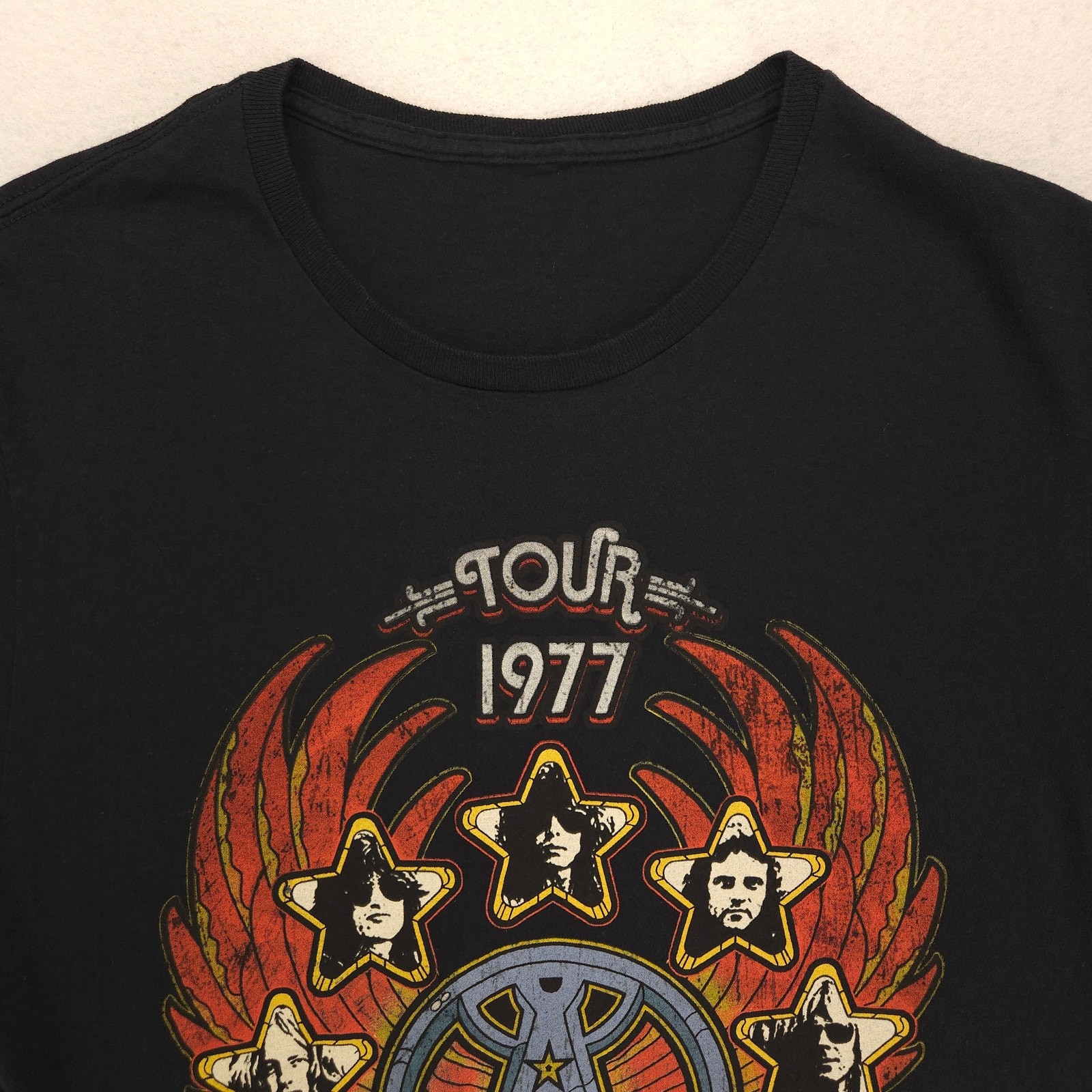 Aerosmith Band Casual Crew Neck Graphic T-Shirt Adult Mens Size Large L Black