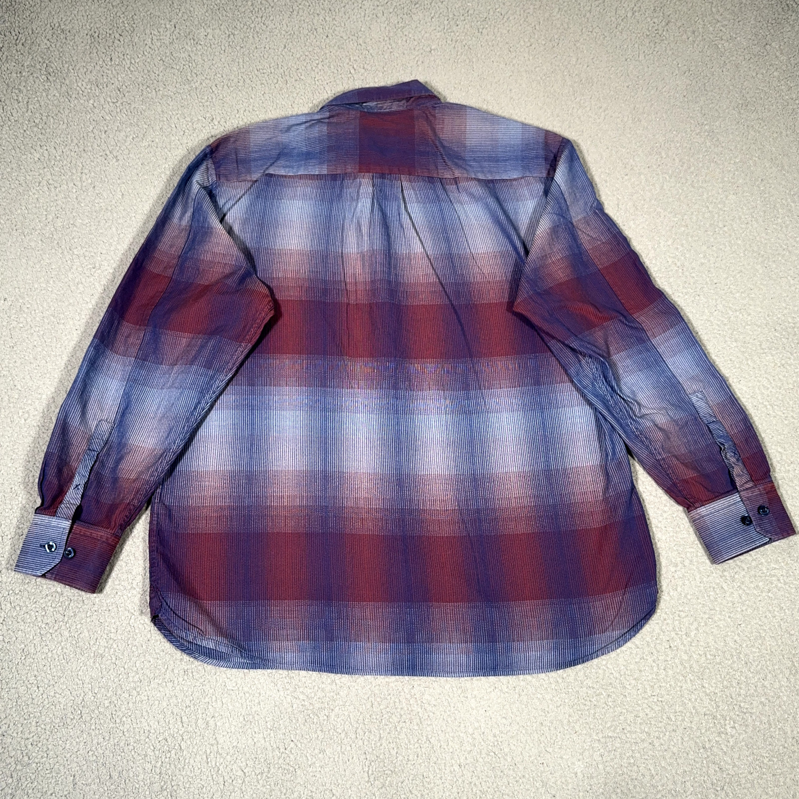 Tommy Bahama Shirt men Large Red Blue purple Ombre Cotton Silk blend Button down