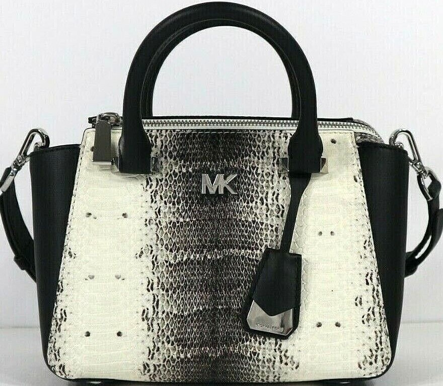 Michael Kors Nolita Mini Messenger Embossed Leather Natural/Black NWT$328.00