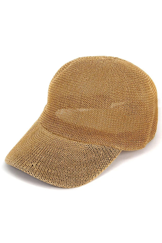 Unisex Mesh Baseball Cap, Breathable Paper Straw Sun Hat, Outdoor Leisure Beige