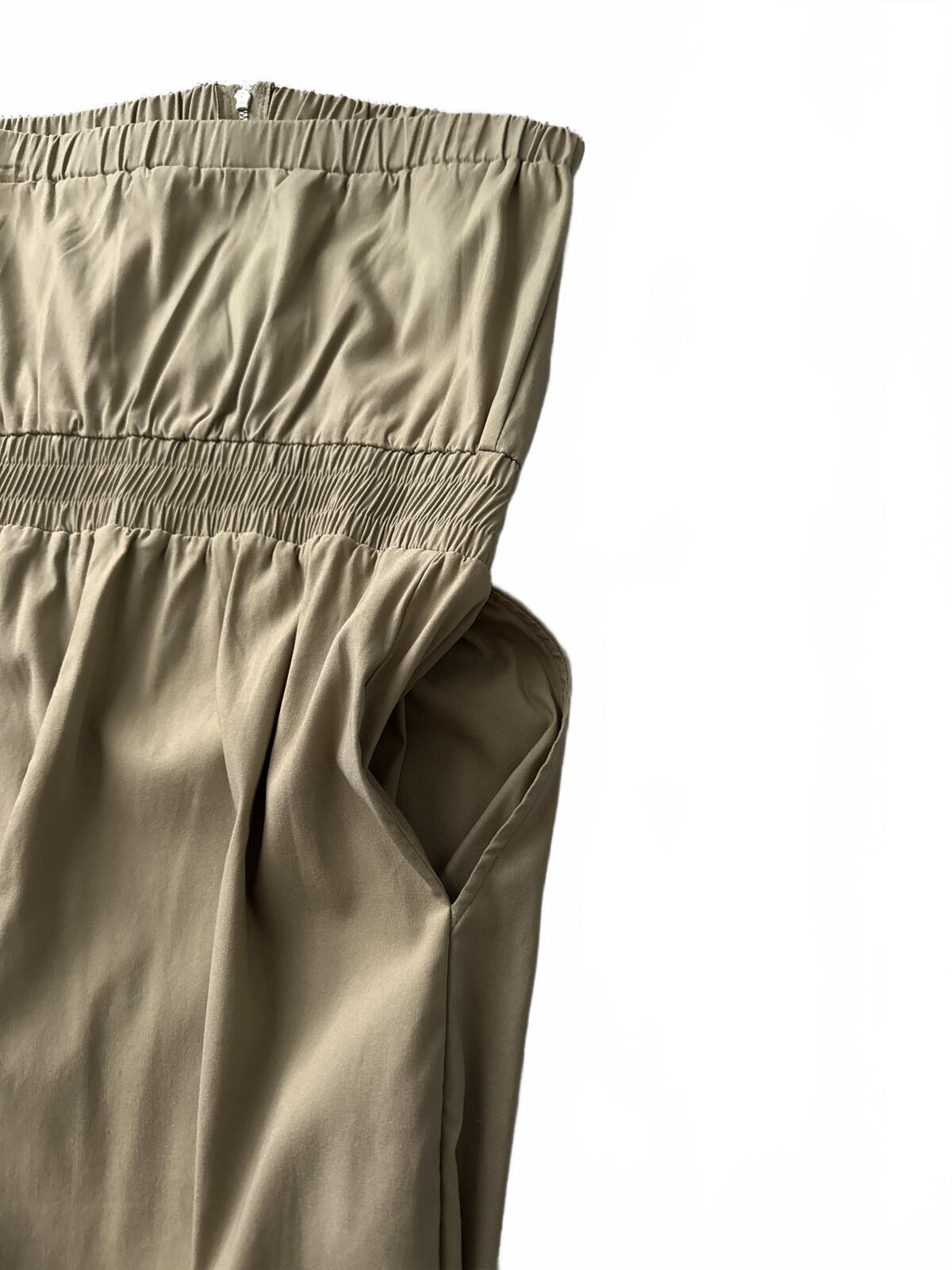 AKIRA Olive Strapless Cargo Jumpsuit with Snap Flap Pockets NWT Medium