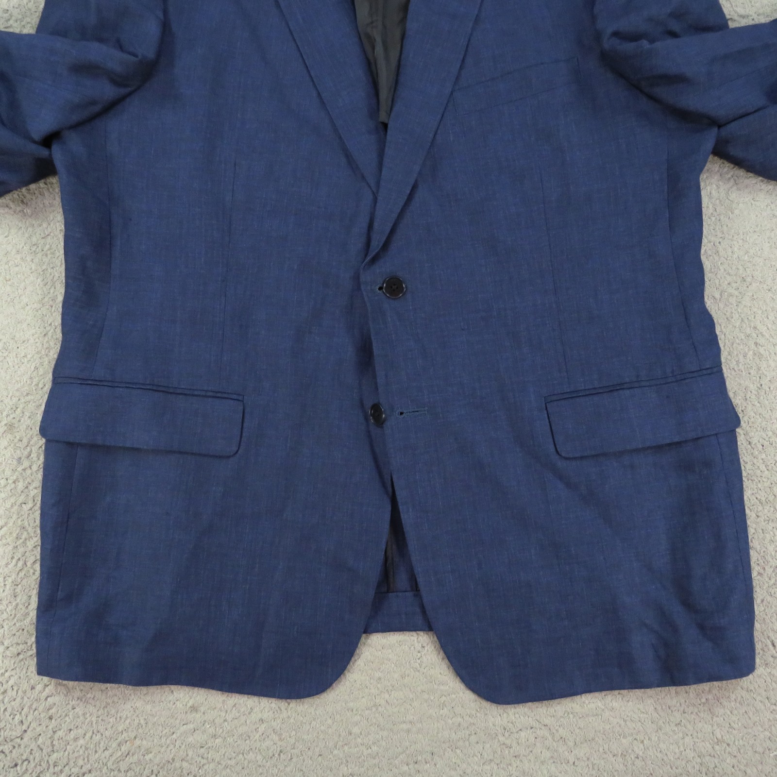 Haspel Blazer 46R 100% Linen Summer Unstructured Blue Sport Coat Jacket 1/2 Line