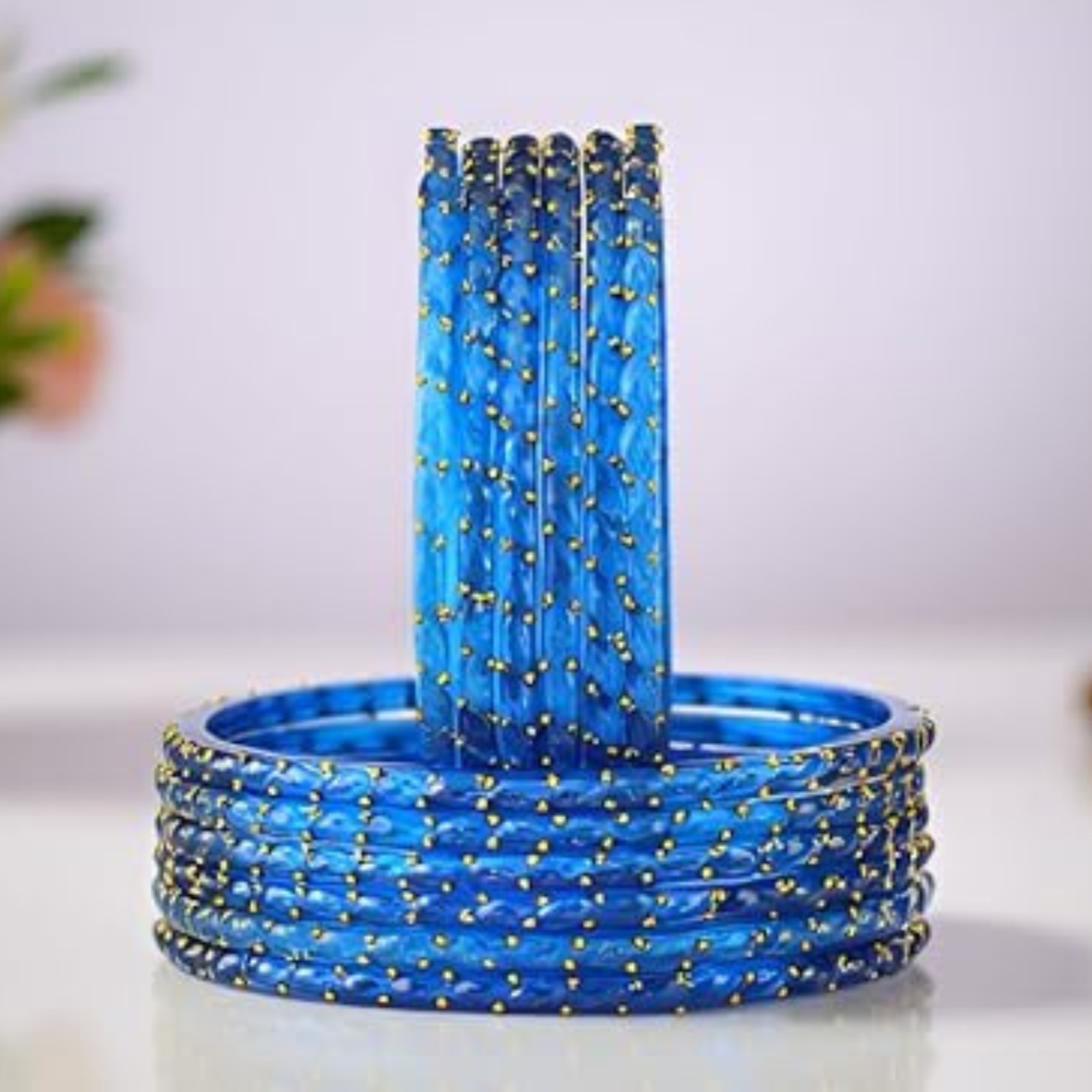 Handcrafted Rain Drop Glass Bangles for Women – 12 PCS Set | Clear Finish