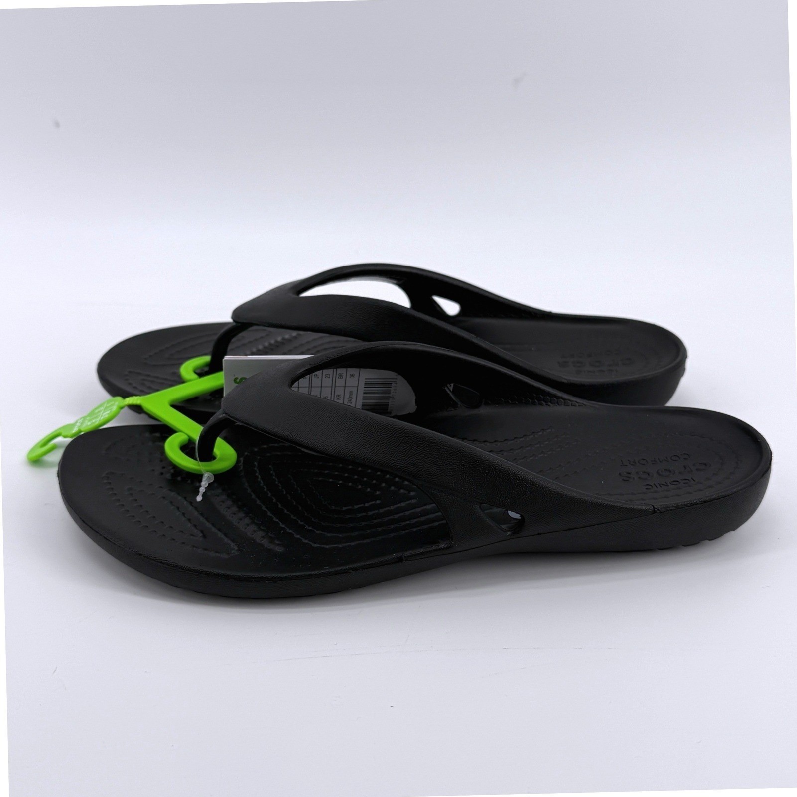 Crocs Kadee II Flip W Black Womens Size 7 Sandals Beach Vaca Pool 202492-001 NEW