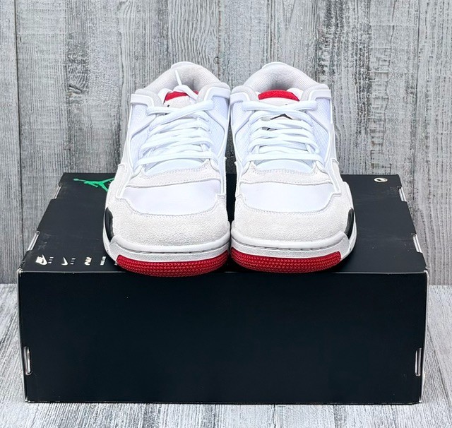 MENS AIR JORDAN 4 RM SHOES / SIZE 10.5 / WHITE-RED-BLACK / NEW