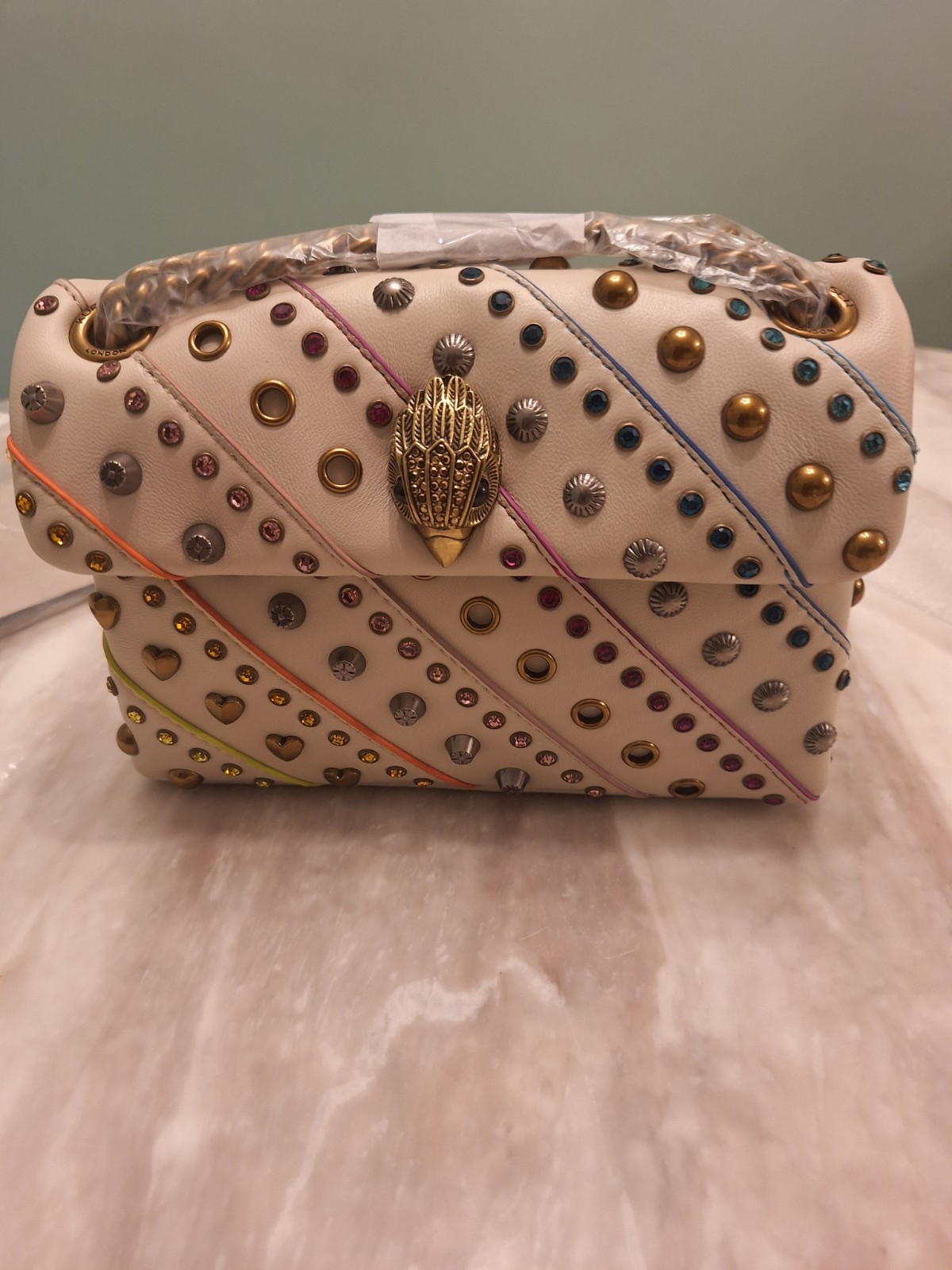 Kurt Geiger London Mini Kensington Eagle CrossBody Shoulder Bag Bone/Multi Gems