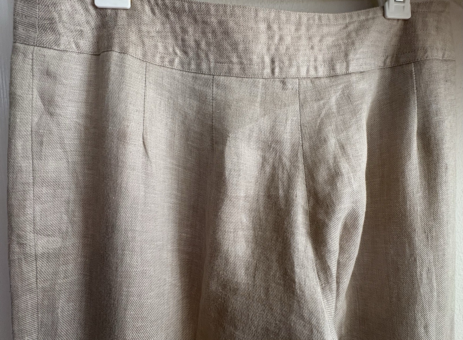 Mac & Jac 100% Linen Pants Sz 8 Fully Lined Beach 32 W Beige Straight Leg 32 Ins