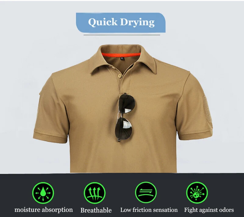 Tactical Casual Men’s Short Sleeve Polo T-Shirt Combat Top Shirt Quick Dry Sport