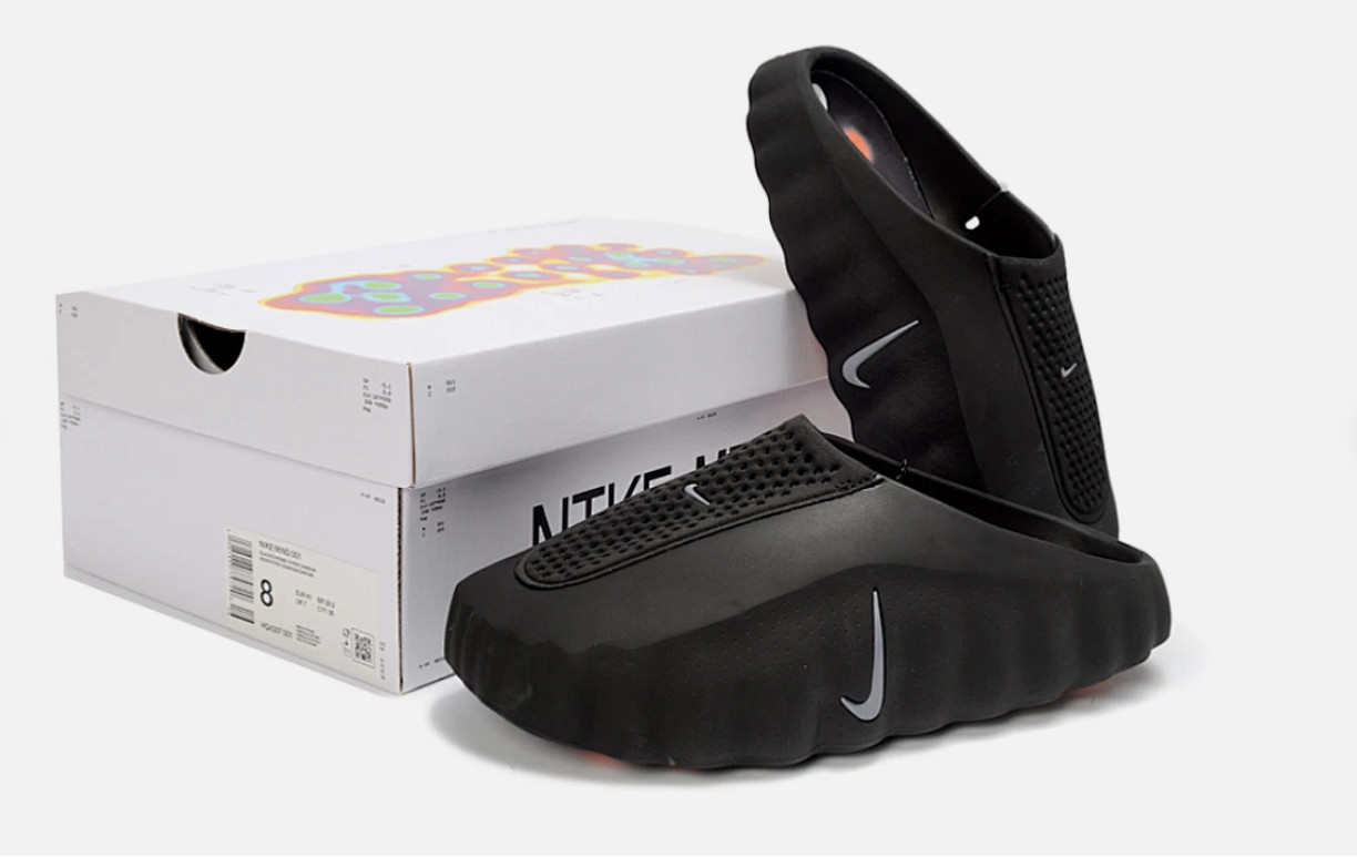 Nike Mind 001 Slipper Slide Men’s Pregame Mules- Jordan 4 “Black Cat”