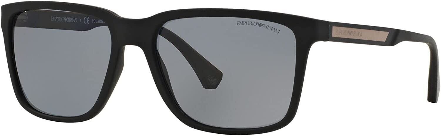 Emporio Armani EA4047 5063/81 Black Rubber Grey Polarized Sunglasses