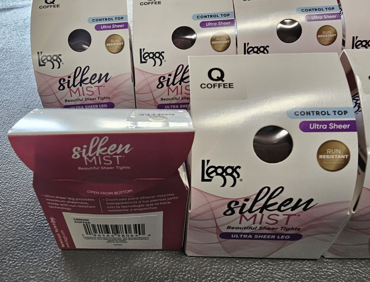 8 X Leggs Ultra Sheer Tights CONTROL TOP SIZE Q COFFEE Silken Mist – 8 BOXES