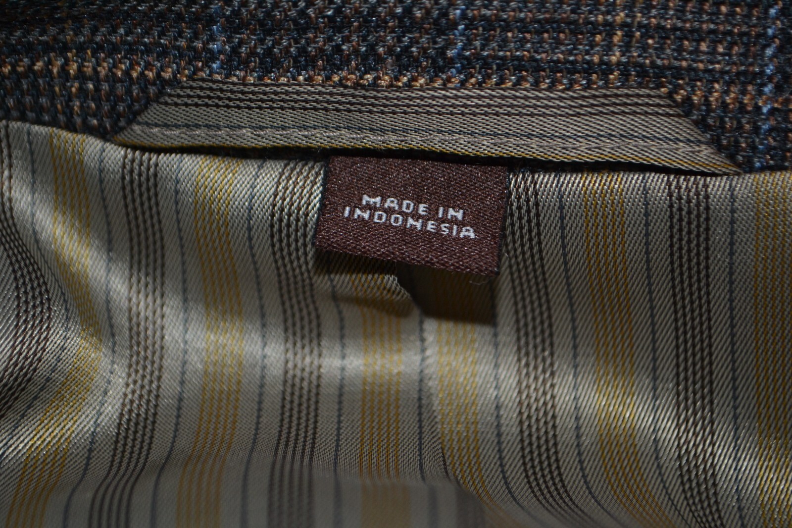 Kroon Men Wool Silk Check Brown 3 Front Button Sports Coat Sz 42R