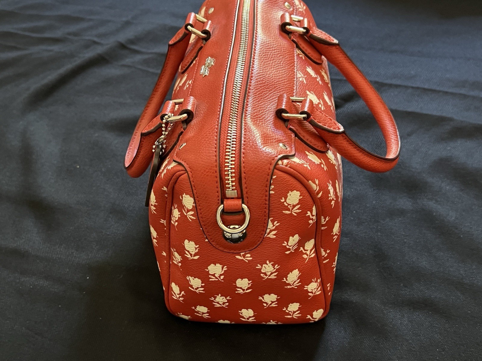 Coach Mini BENNETT Satchel In Floral Print Coated Canvas RED Crossbody