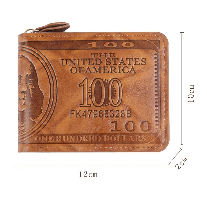 Mens Leather Wallet Bill Money Billfold US 100 Dollar Safe Purse Bifold US FAST