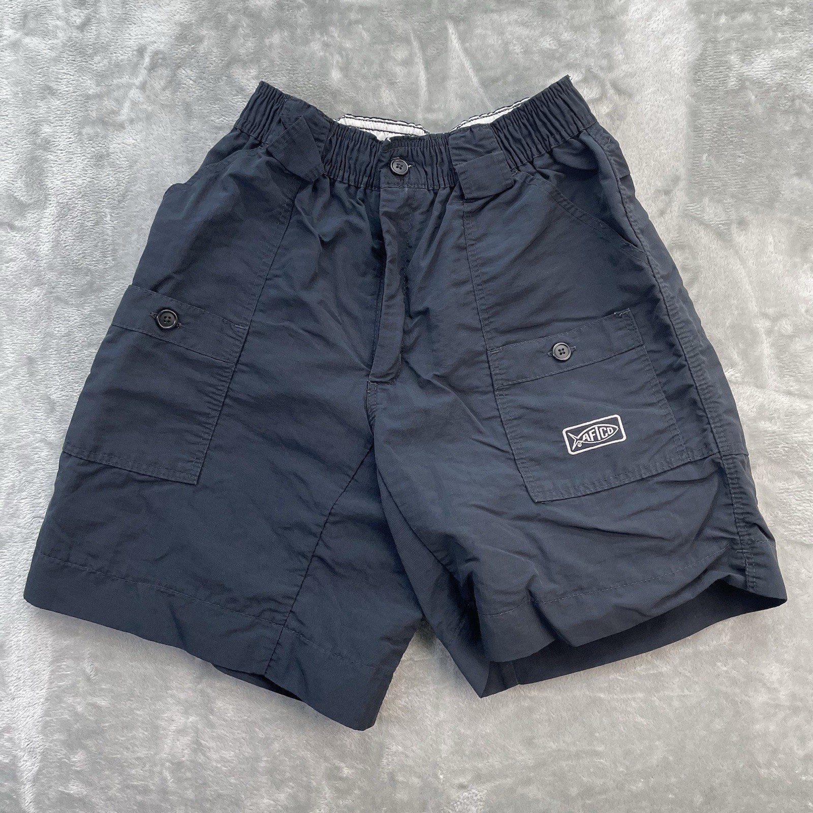 Aftco Shorts Men 30 Navy Cargo Nylon Boating Deck workwear Fisherman guide Tech