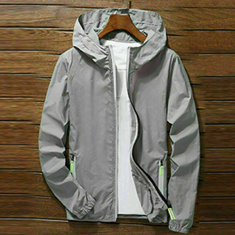 Men‘s Lightweight Windbreaker Hooded Waterproof Rain Jacket Breathable Outwear