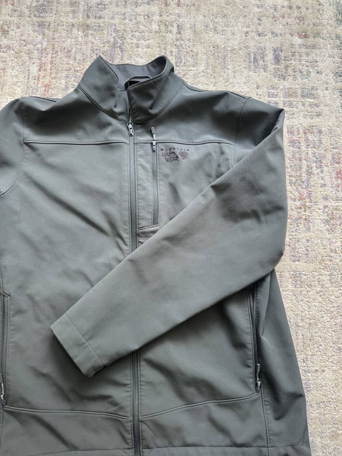 Mountain Hardwear Jacket Men’s Large Gray Full Zip Soft Shell Outdoors Hiking