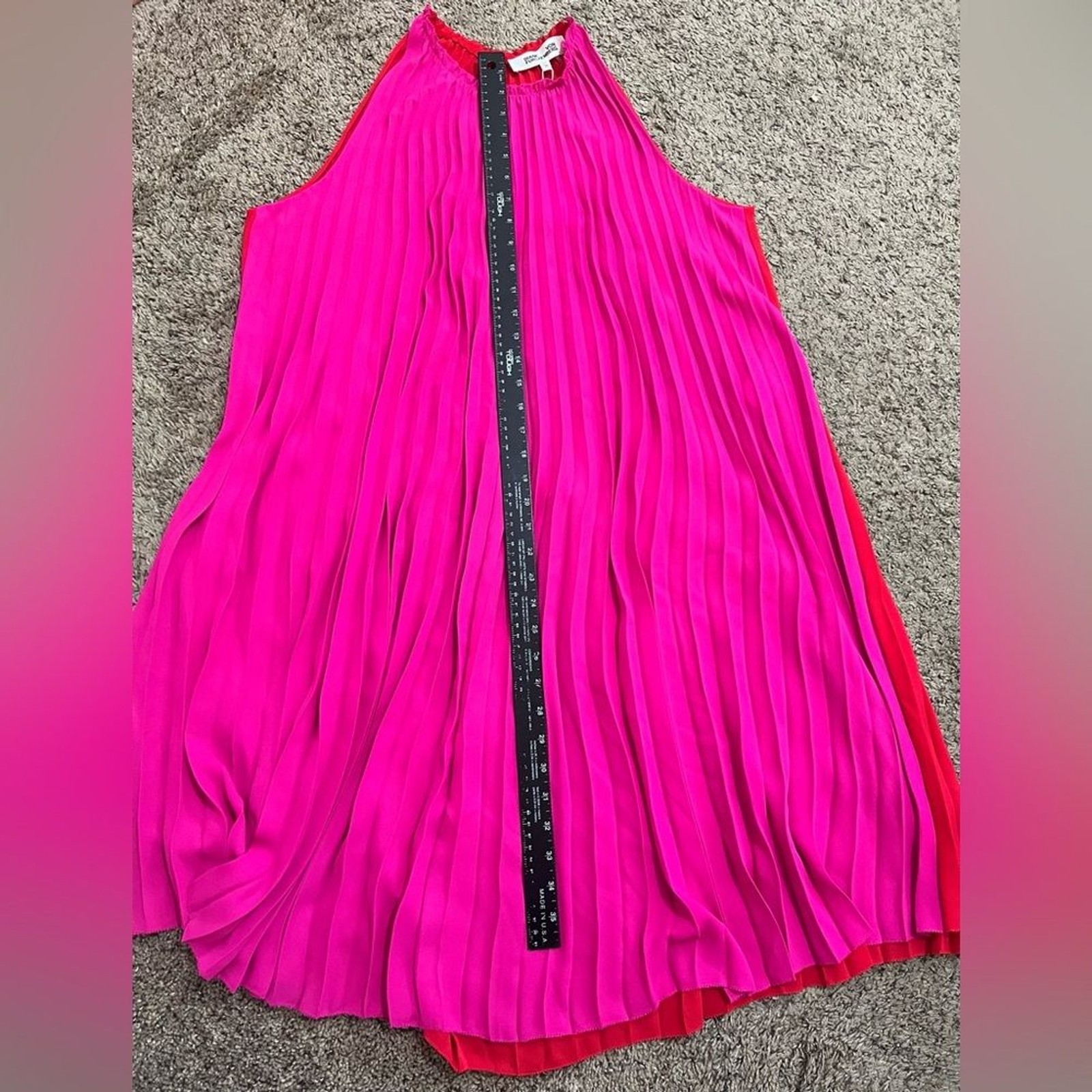 Diane von Furstenberg Amberly Mini Dress Hot Pink / Watermelon Red Size 12 NWT