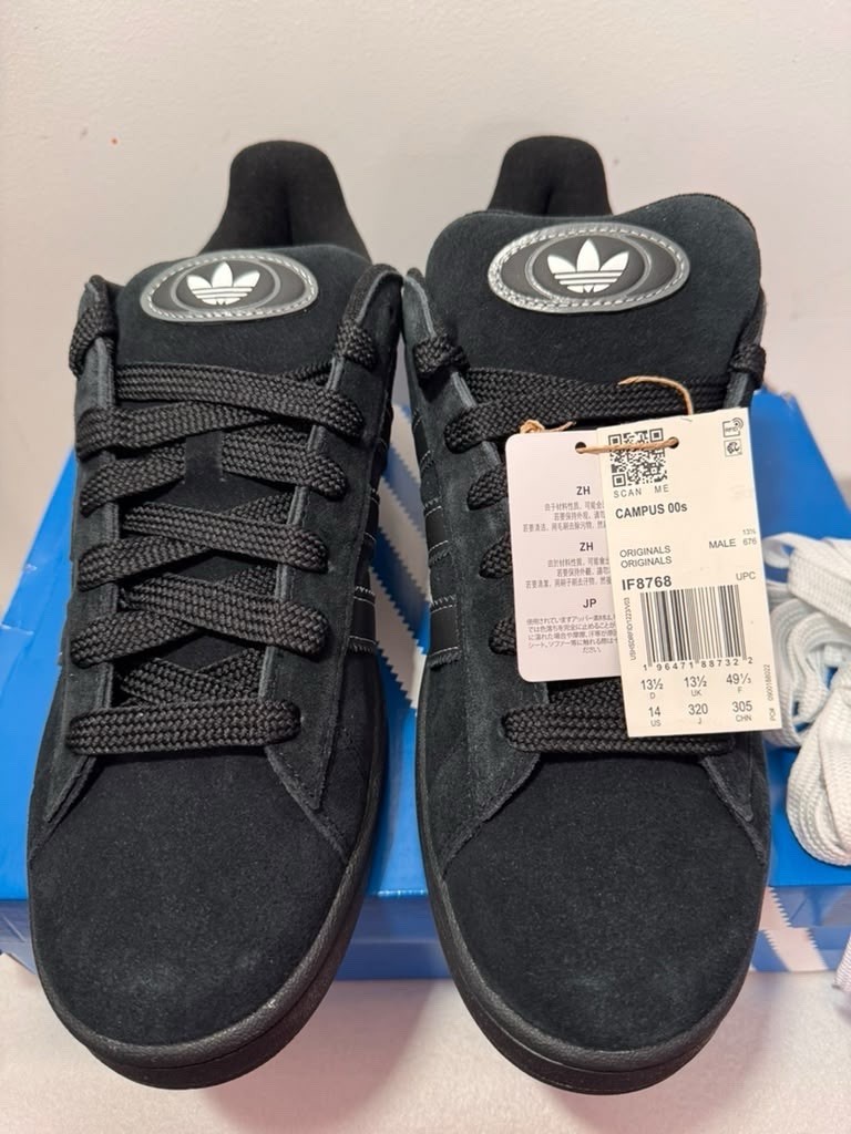 Adidas Campus 00s IF8768 Men’s Size 14 Core Black White Suede New With Box