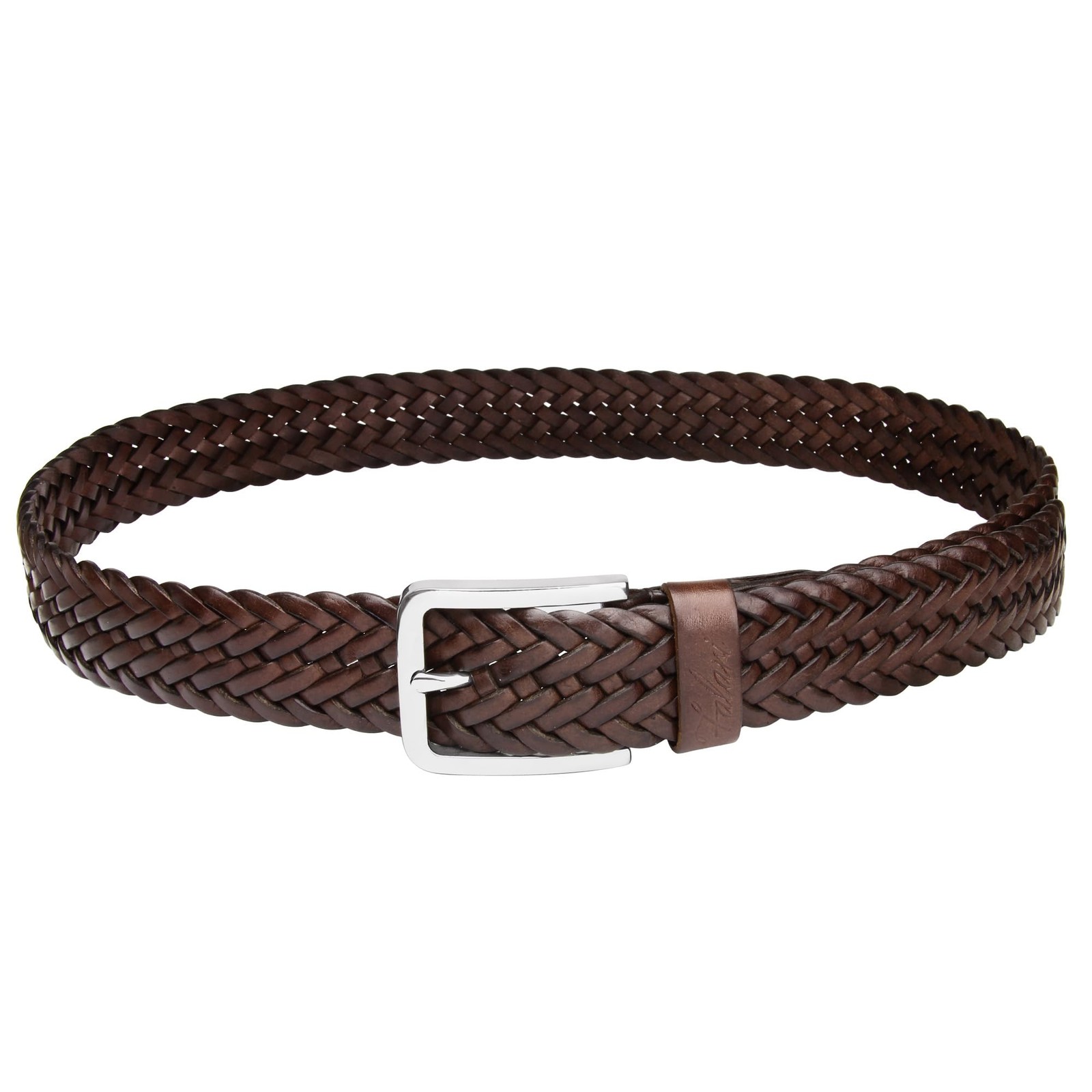 Men’s Braided Belt 100% Genuine Leather Brown 38-40 9007-RBN-L
