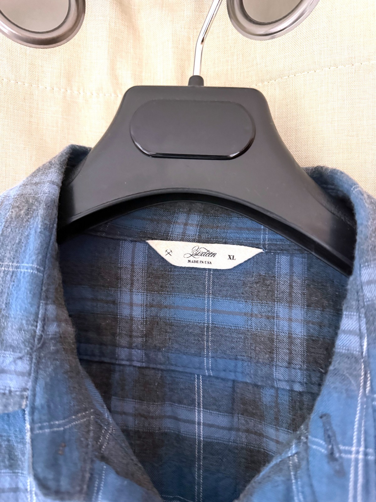 3sixteen – Lightweight Plaid Shirt – Blue Grey Black Check – XL – Made in USA