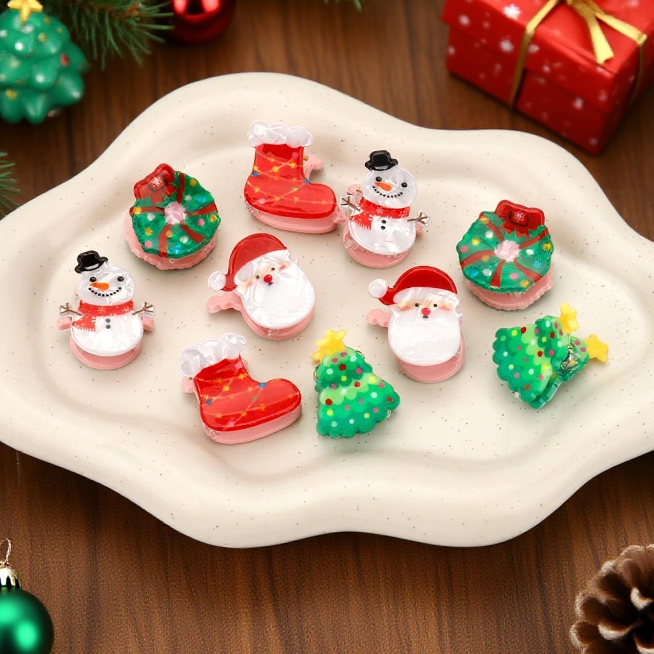 10PCS Mini Christmas Hair Claw Clips for 1 Count (Pack of 10), Set-A