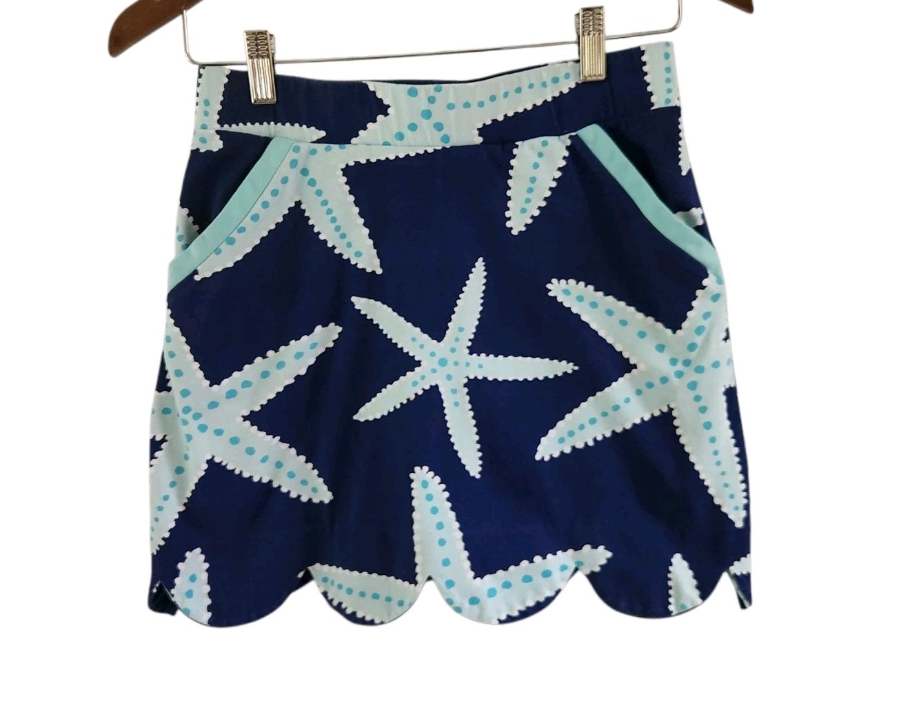 Ana Clare Blue Sassy Skort Sea Star Scallop Beach Womens Size XS