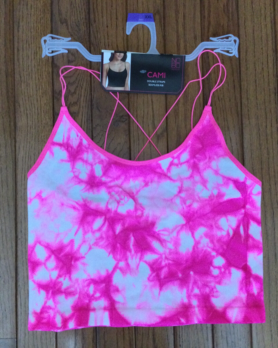 NO BOUNDARIES NOBO Tie Dye Cami Top T-shirt Stretch Ribbed Double Strap Sz 2XL