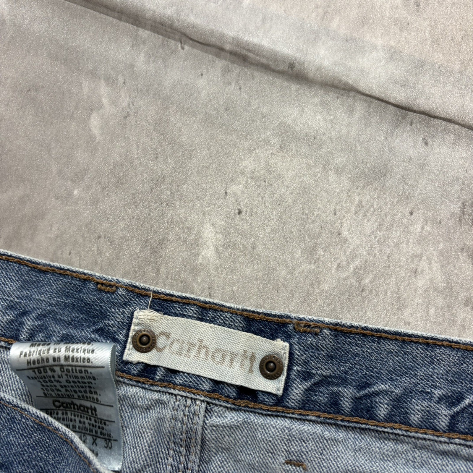 Carhartt B189 LVN Carpenter Jeans 42×30 Loose Fit Workwear Denim Utility