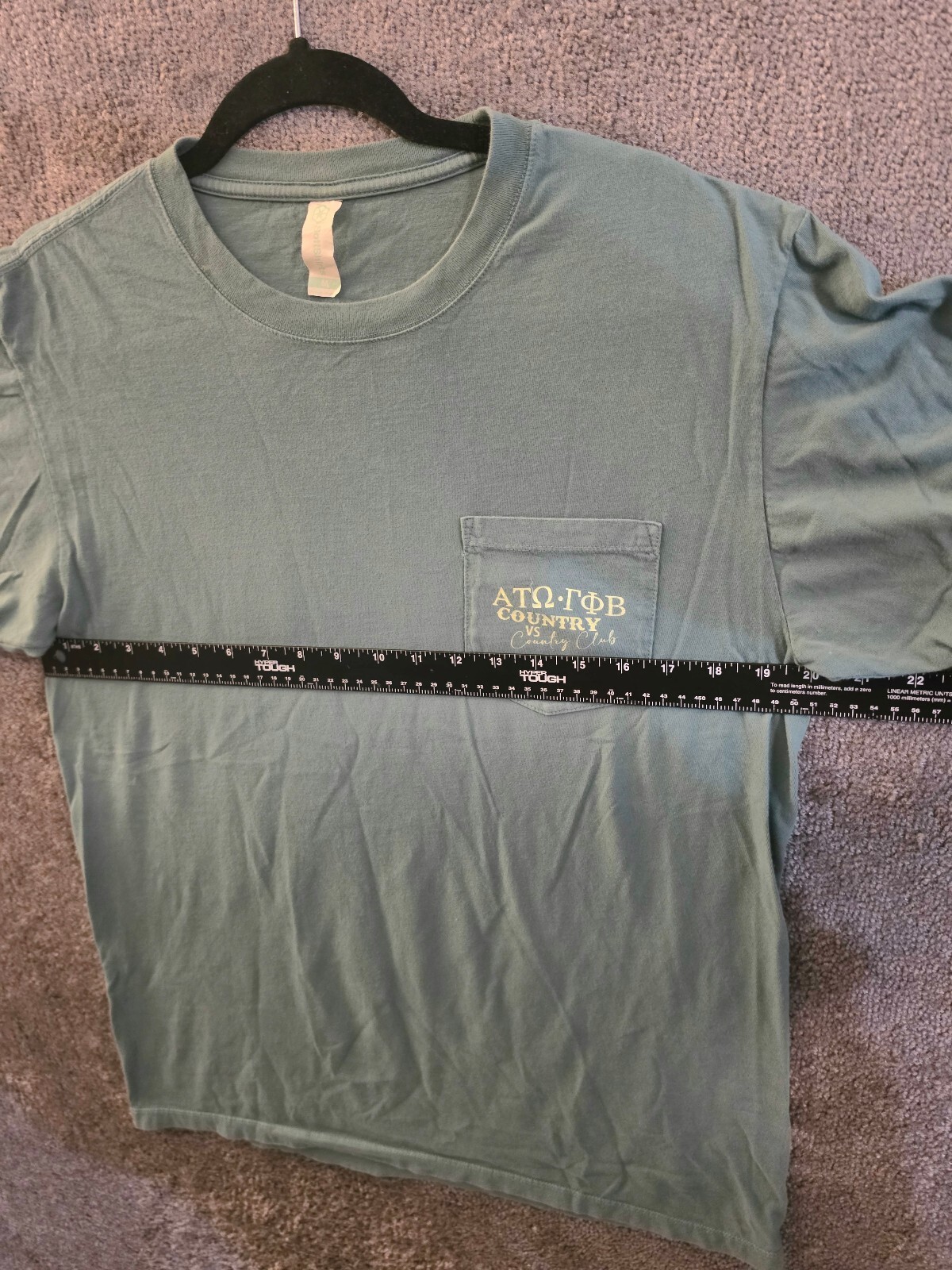 Men Top Size M Sage Green Distressed Comfort Wash Pocket “Country Club” Cotton