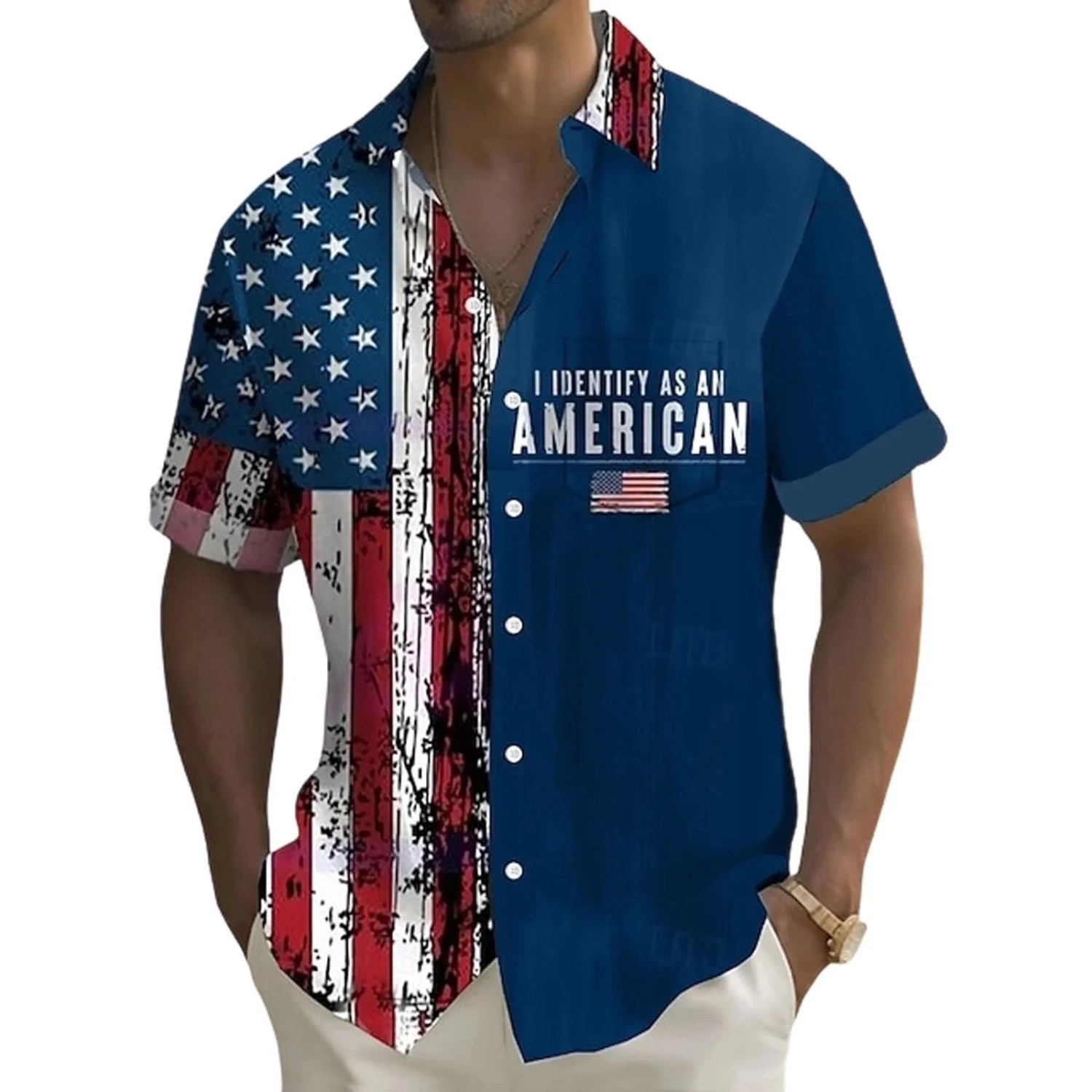 Mens Hawaiian Shirt 250th Anniversary USA Flag 4th of July Patriotic Freedom Gif