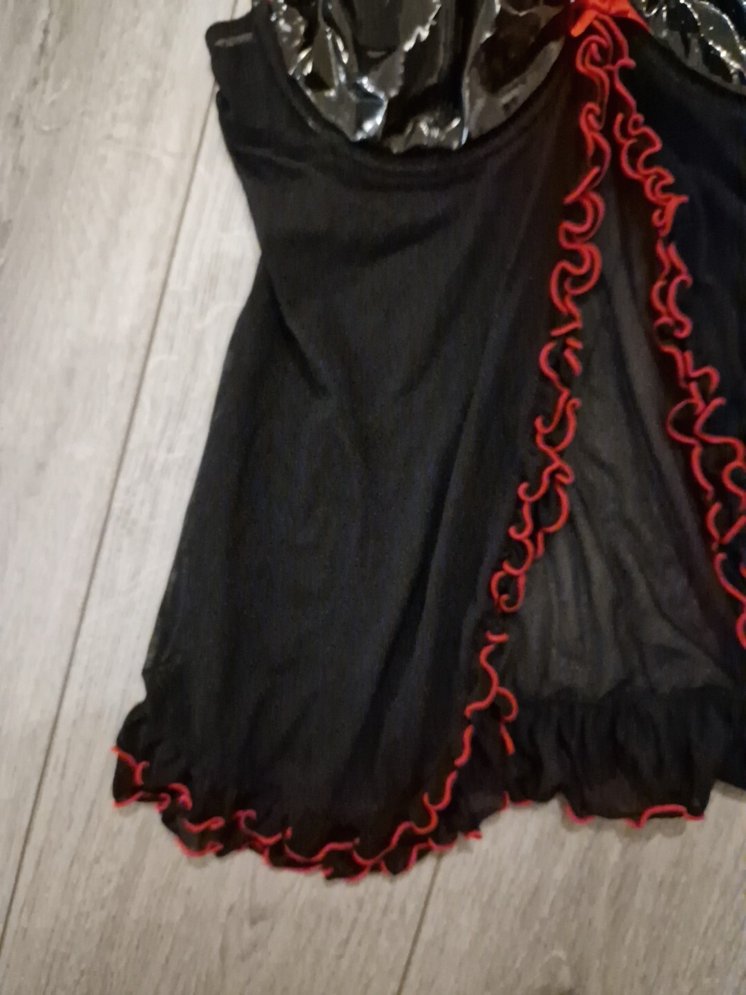 BNWOT Vintage Ann Summers Insinuate Black Mesh & PVC Babydoll Top Size S/M 10-14