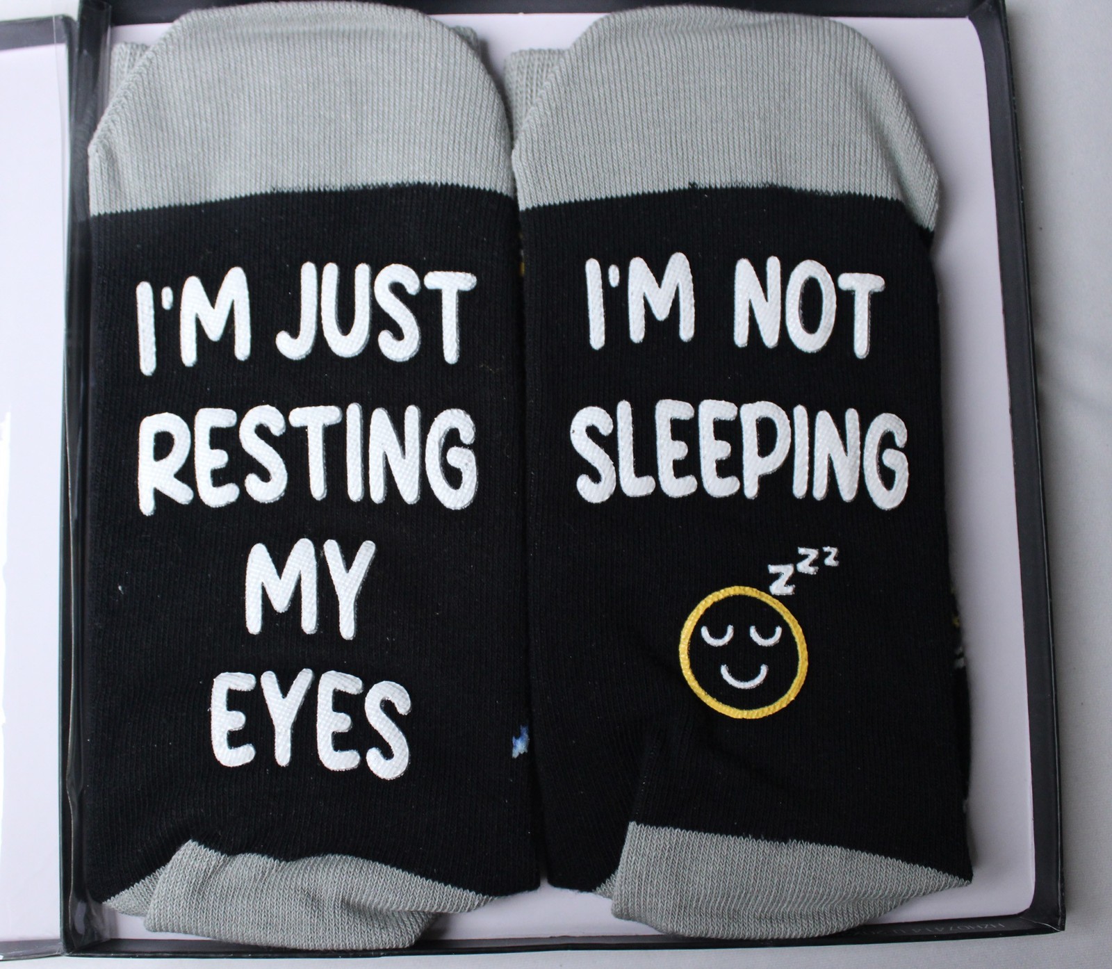 Happypop Men’s Novelty Sleep Crew Socks DH3 Just Resting My Eyes One Size NWT